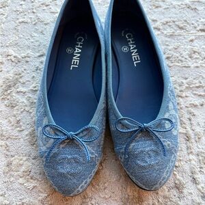 CHANEL Denim Ballet Flats